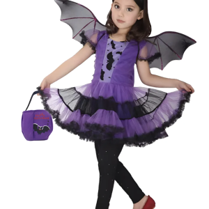 Disfraz De Murciélago De Halloween Para Niñas, Bat Purple